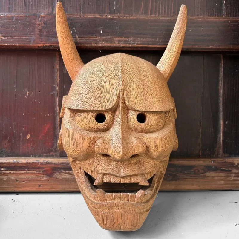 Pamono Japanese Hand-Carved Wooden Hannya Mask, 1980s> Wall Decor
