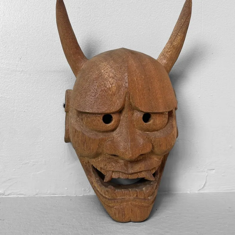 Pamono Japanese Hand-Carved Wooden Hannya Mask, 1980s> Wall Decor