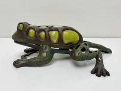 Sale Pamono Japanese Iron and Blown Glass Frog Garden Lantern, 1970s