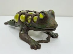 Sale Pamono Japanese Iron and Blown Glass Frog Garden Lantern, 1970s