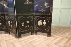 Pamono Japanese Lacquered and Painted Folding Screen, 1930s><noscript><img width=