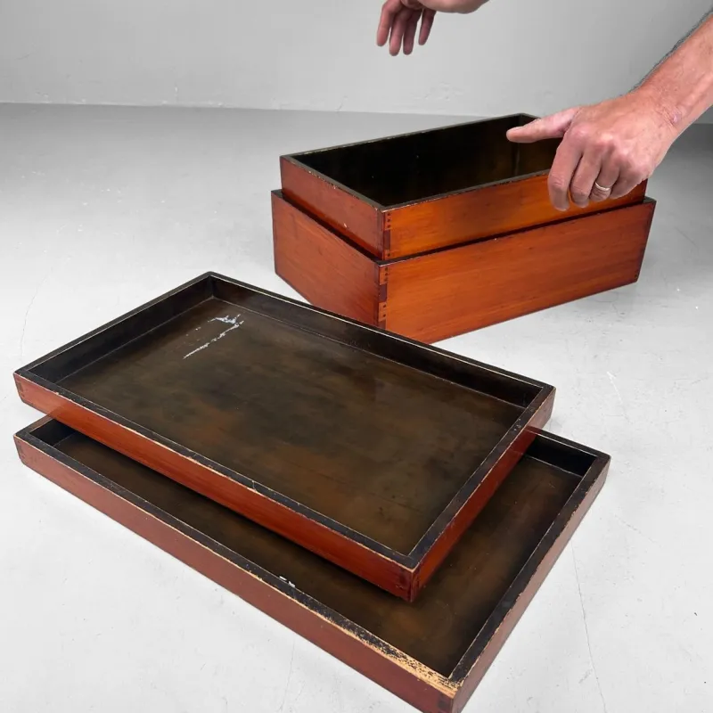 Outlet Pamono Japanese Lacquerware Storage Chests, 1920s, Set of 2