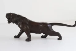 Pamono Japanese Meiji Artist, Tiger Sculpture, 1900s, Bronze> Sculpture
