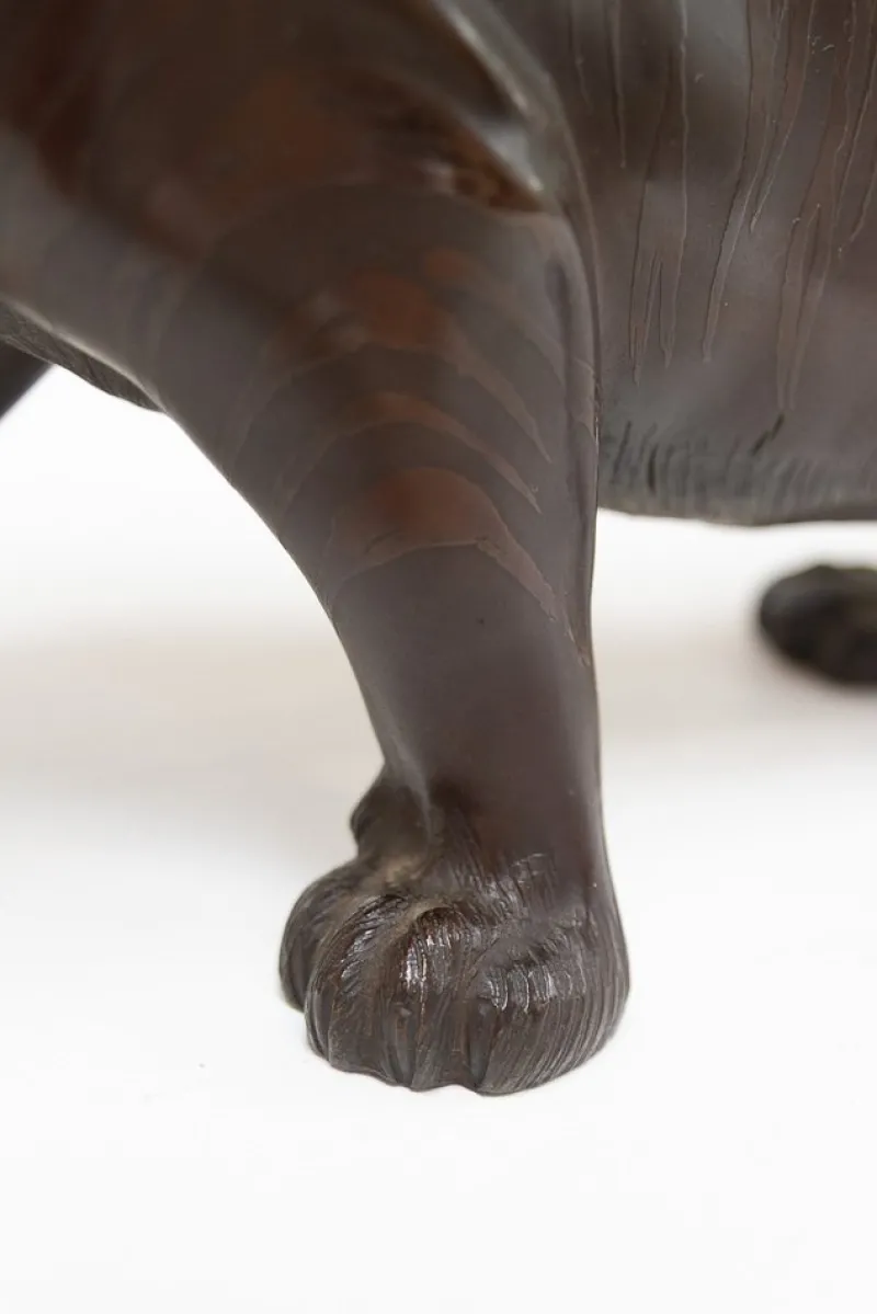 Pamono Japanese Meiji Artist, Tiger Sculpture, 1900s, Bronze> Sculpture