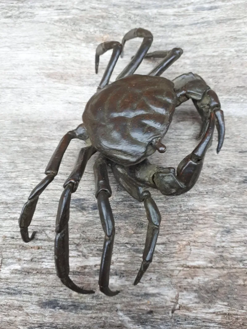 Sale Pamono Japanese Meiji Era Artist, Jizai Okimono Sculpture of a Crab, 1890s, Bronze