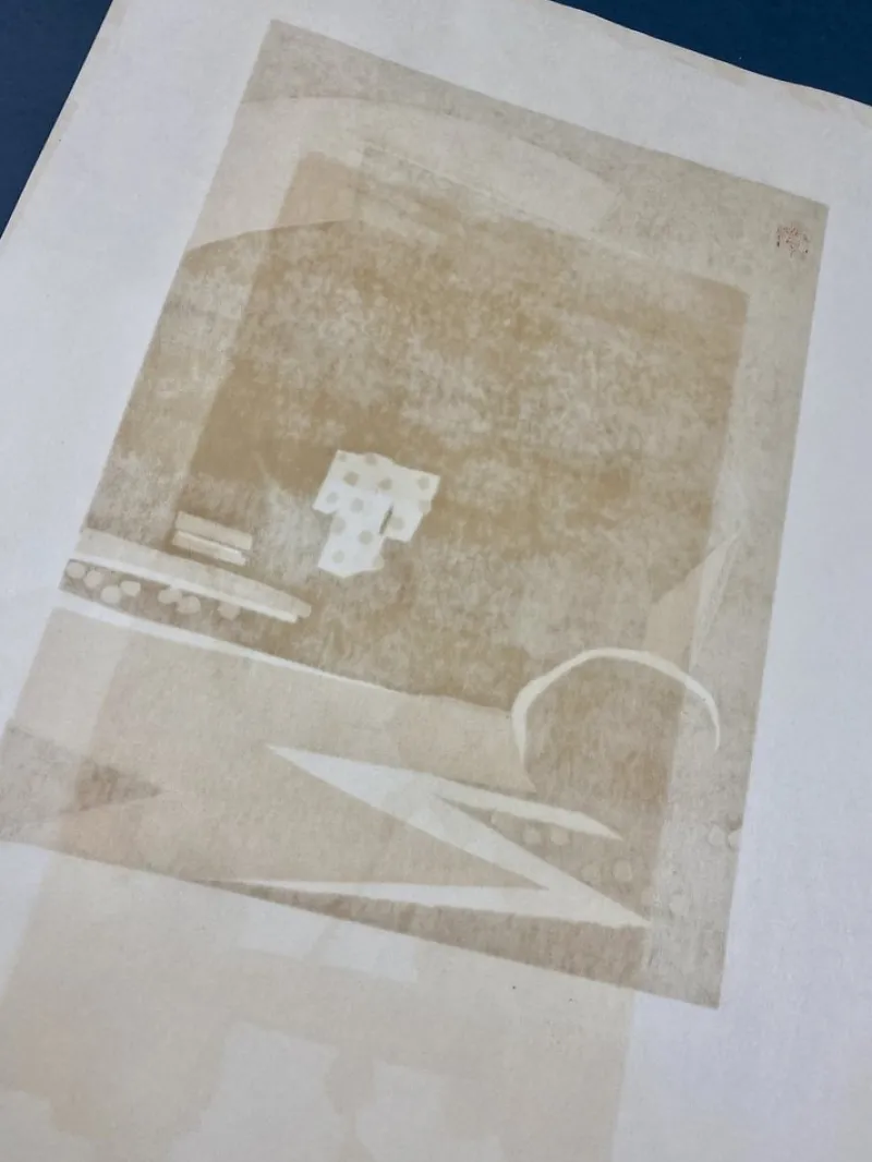 Pamono Japanese Mid-Century Modern Woodblock Print by Tomizaburo Hasegawa, 1960, Paper> Mid-Century