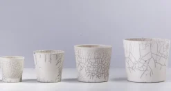 Pamono Japanese Minimalist White Crackle Raku Ceramics Bowls, Set of 4><noscript><img width=