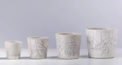 Pamono Japanese Minimalist White Crackle Raku Ceramics Bowls, Set of 4><noscript><img width=