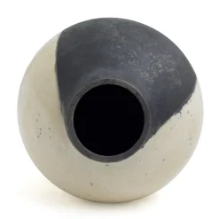 Pamono Japanese Modern Minimalist White & Black Raku Ceramic Vase><noscript><img width=