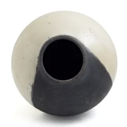 Pamono Japanese Modern Minimalist White & Black Raku Ceramic Vase><noscript><img width=