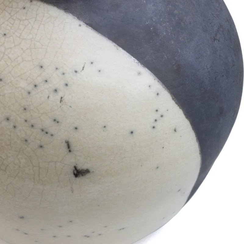 Pamono Japanese Modern Minimalist White & Black Raku Ceramic Vase> Tabletop