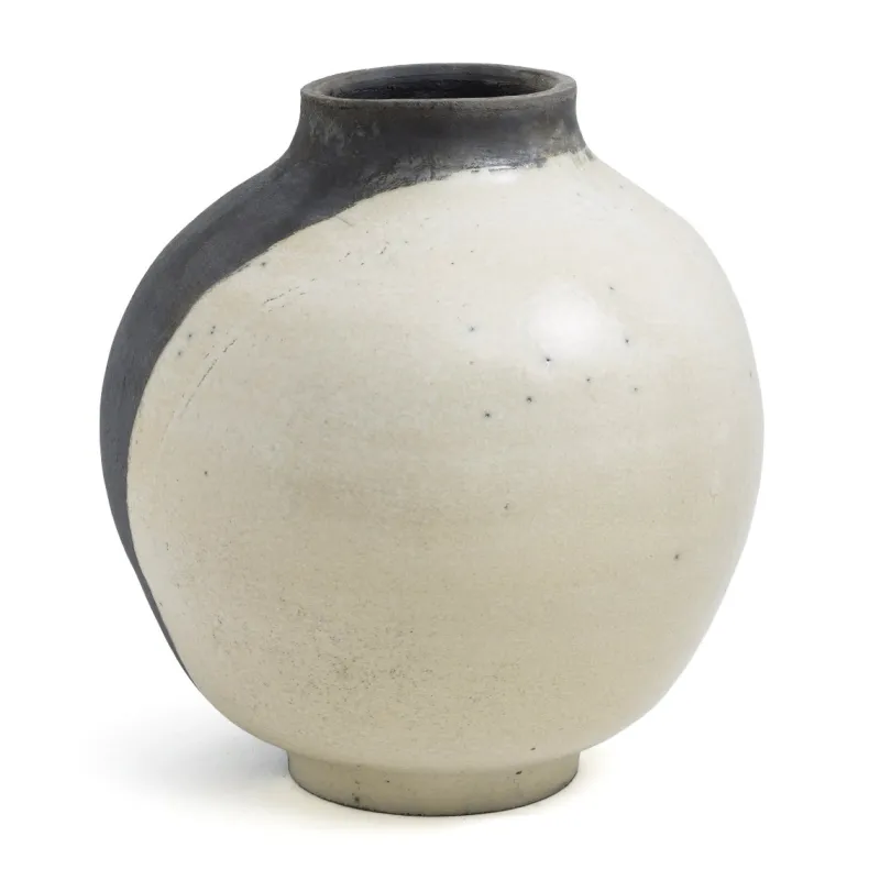 Pamono Japanese Modern Minimalist White & Black Raku Ceramic Vase> Tabletop