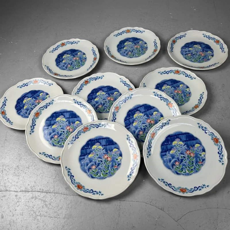 Best Pamono Japanese Porcelain Mino Ware Serving Plates, 1980s, Set of 10