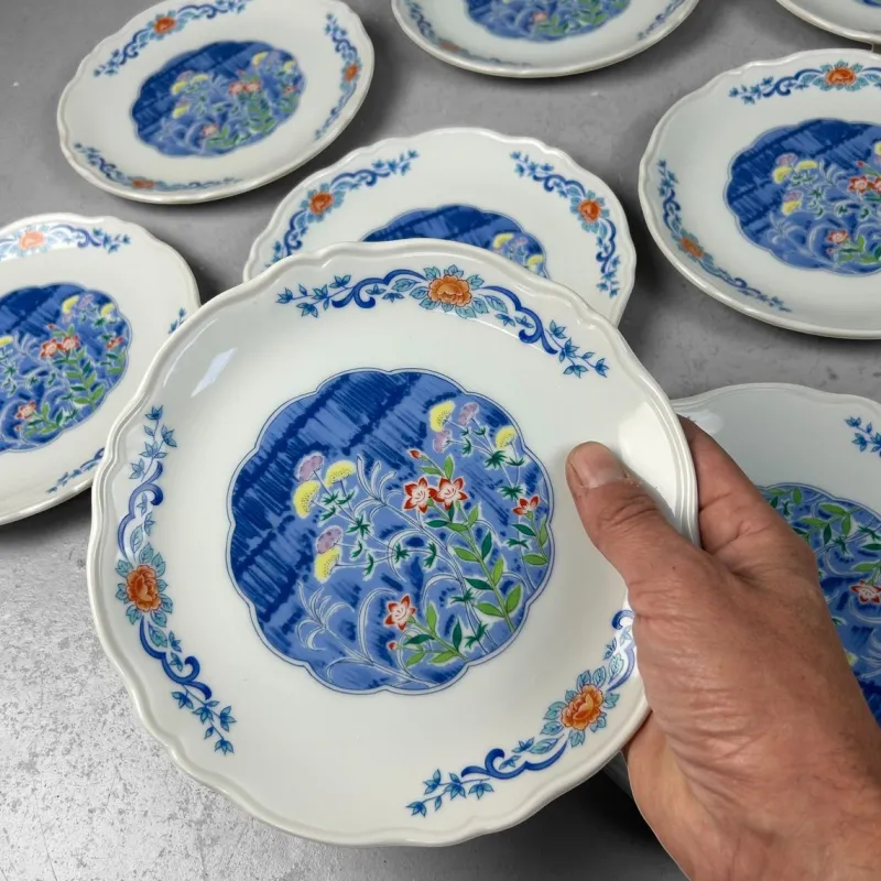 Best Pamono Japanese Porcelain Mino Ware Serving Plates, 1980s, Set of 10