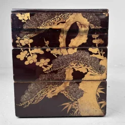 Hot Pamono Japanese Wooden Lacquered Stacking Box, 1890s