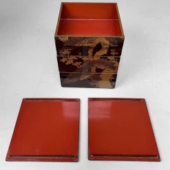 Hot Pamono Japanese Wooden Lacquered Stacking Box, 1890s