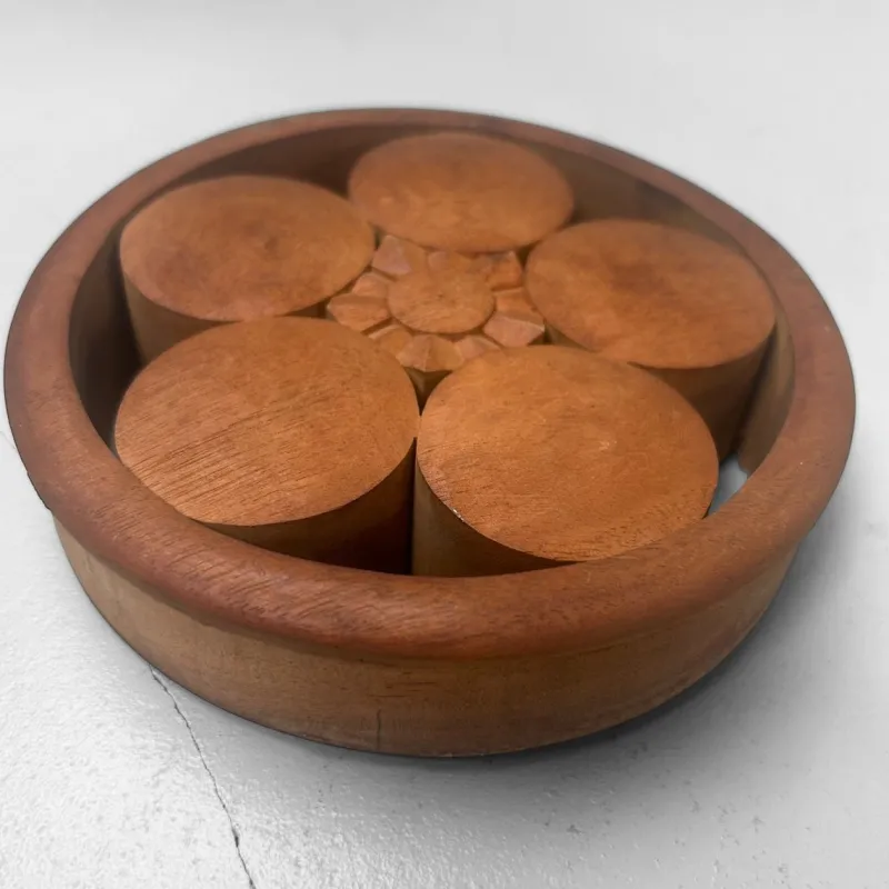 Pamono Japanese Wooden Plum Blossom Ornaments, 1920s, Set of 9> Wall Decor