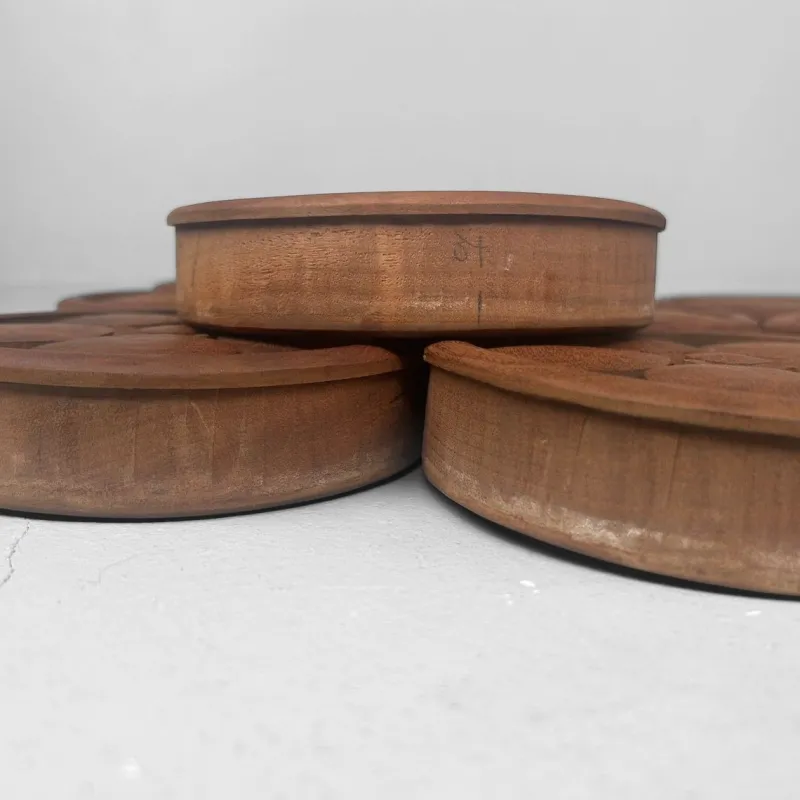Pamono Japanese Wooden Plum Blossom Ornaments, 1920s, Set of 9> Wall Decor