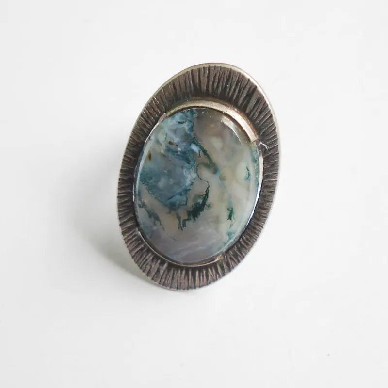 Sale Pamono Jasper and Silver Ring by Kupittaan Kulta, Finland