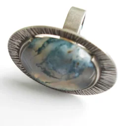Sale Pamono Jasper and Silver Ring by Kupittaan Kulta, Finland