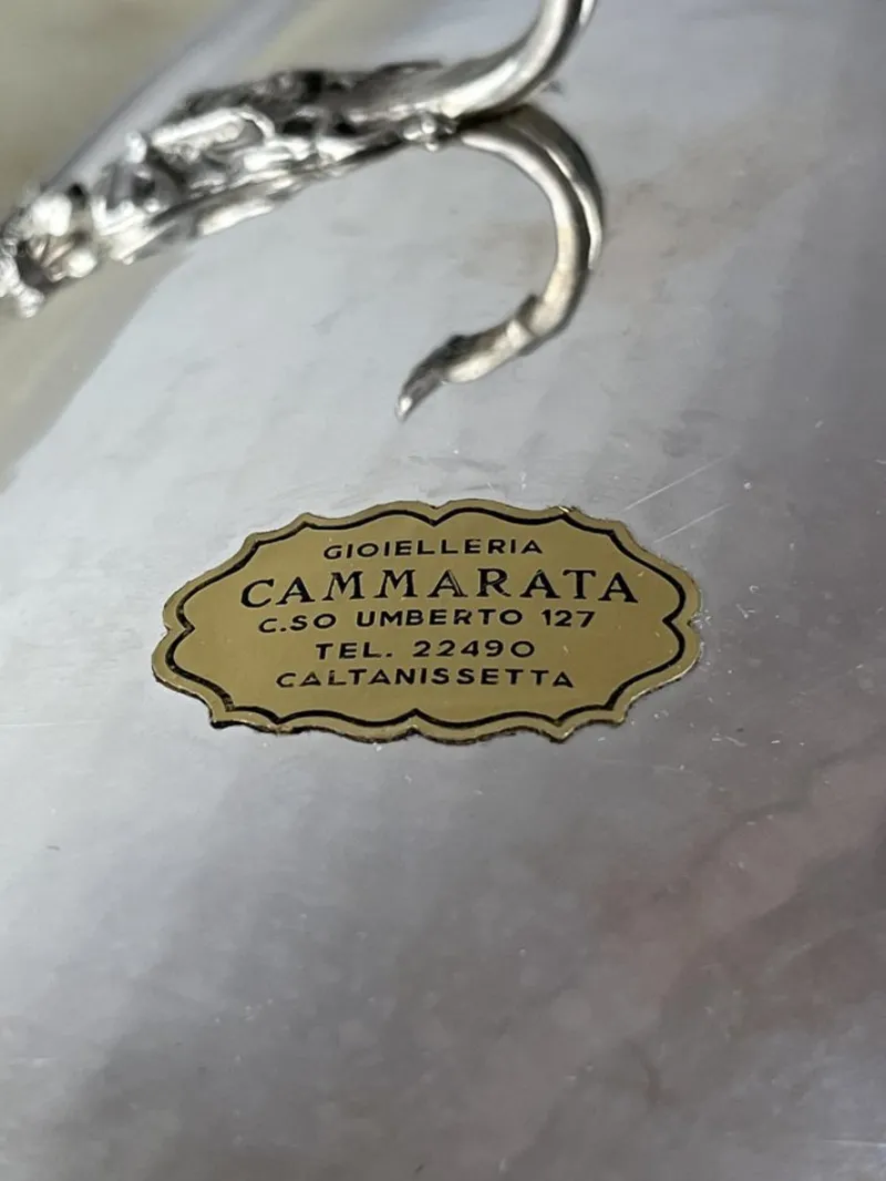 Outlet Pamono Jatta Centerpiece in Hand-Wrought 800 Silver, Italy, 1980s