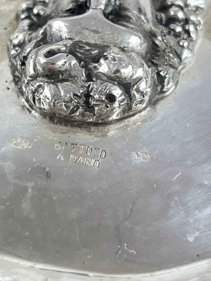 Outlet Pamono Jatta Centerpiece in Hand-Wrought 800 Silver, Italy, 1980s