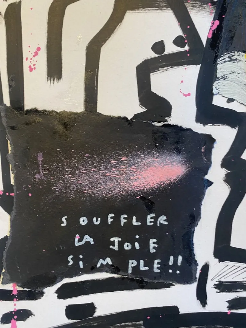 Pamono Jazzu, Souffler la joie, Mixed Media on Heavy Paper, 2025> Work On Paper
