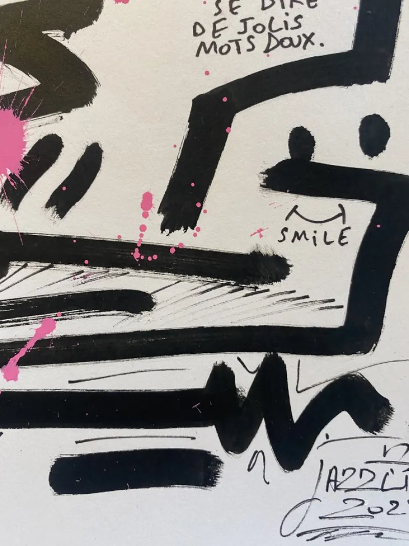 Pamono Jazzu, Souffler la joie, Mixed Media on Heavy Paper, 2025> Work On Paper