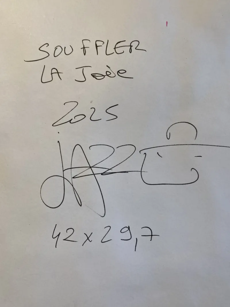 Pamono Jazzu, Souffler la joie, Mixed Media on Heavy Paper, 2025> Work On Paper