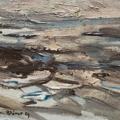 Pamono Jean Bréant, Neutral Abstract, 1960s, Oil on Canvas><noscript><img width=