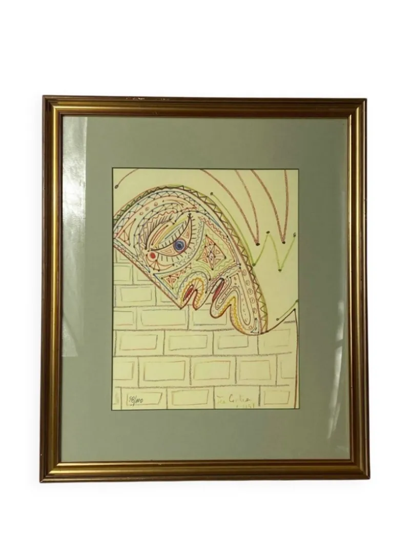 Pamono Jean Cocteau, Surrealist Portrait, 1957, Lithograph, Framed> Prints & Multiples