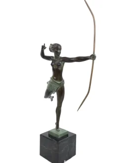 Best Pamono Jean de Marco for Max Le Verrier, Atalante, Spelter & Marble, Art Deco Style Amazone Sculpture