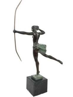 Best Pamono Jean de Marco for Max Le Verrier, Atalante, Spelter & Marble, Art Deco Style Amazone Sculpture