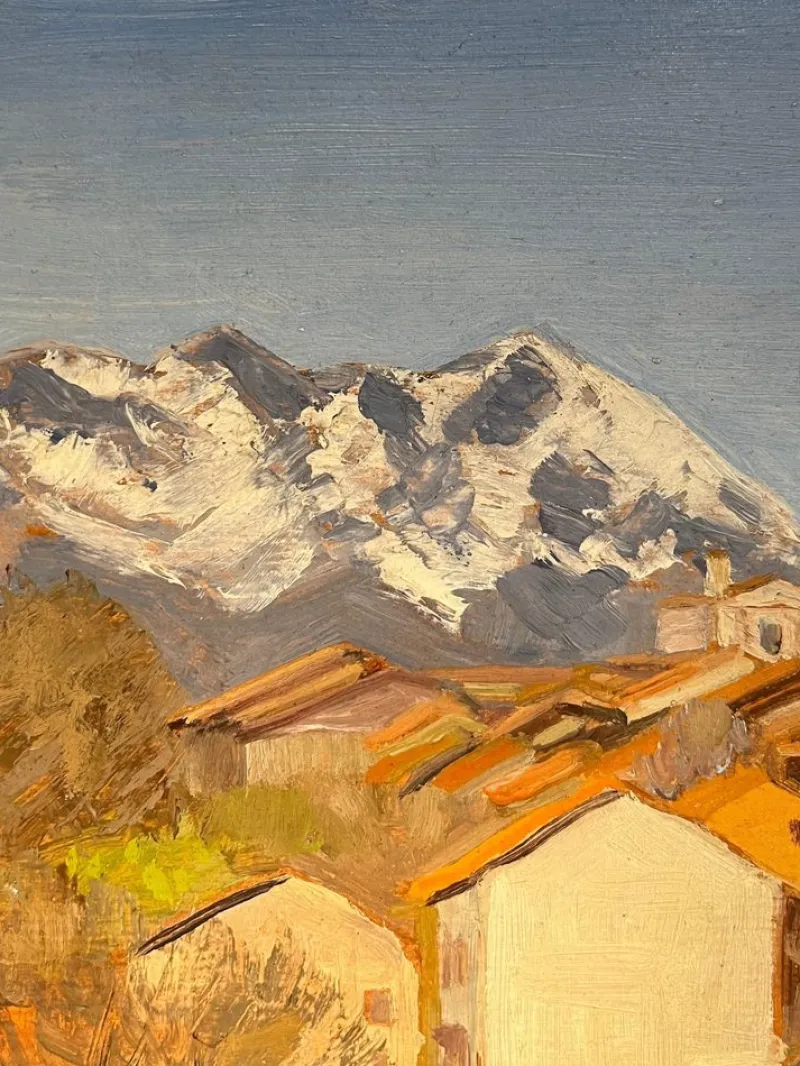 Pamono Jean Ferdinand Chomel, Salla Biellese, General View, 1947, Oil on Wood> Painting