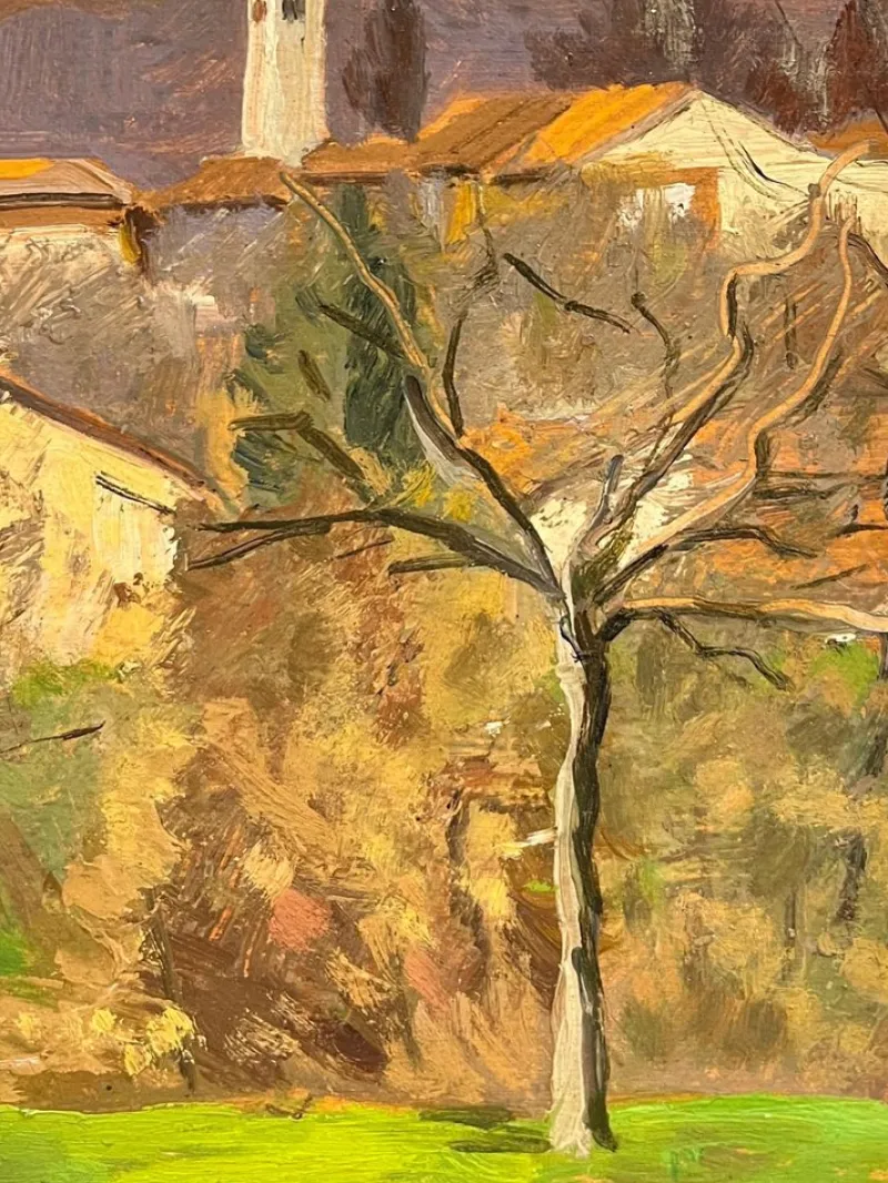 Pamono Jean Ferdinand Chomel, Salla Biellese, General View, 1947, Oil on Wood> Painting