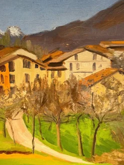 Pamono Jean Ferdinand Chomel, Salla Biellese, General View, 1947, Oil on Wood><noscript><img width=