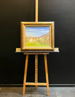 Pamono Jean Ferdinand Chomel, Salla Biellese, General View, 1947, Oil on Wood><noscript><img width=