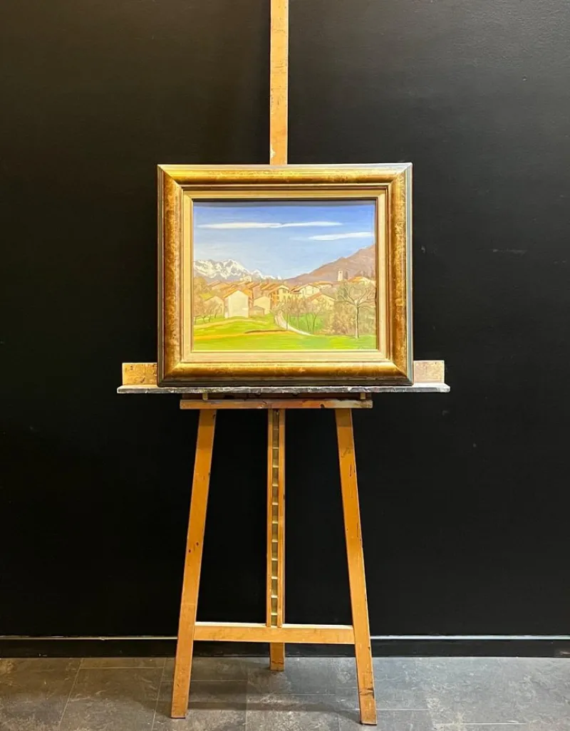 Pamono Jean Ferdinand Chomel, Salla Biellese, General View, 1947, Oil on Wood> Painting