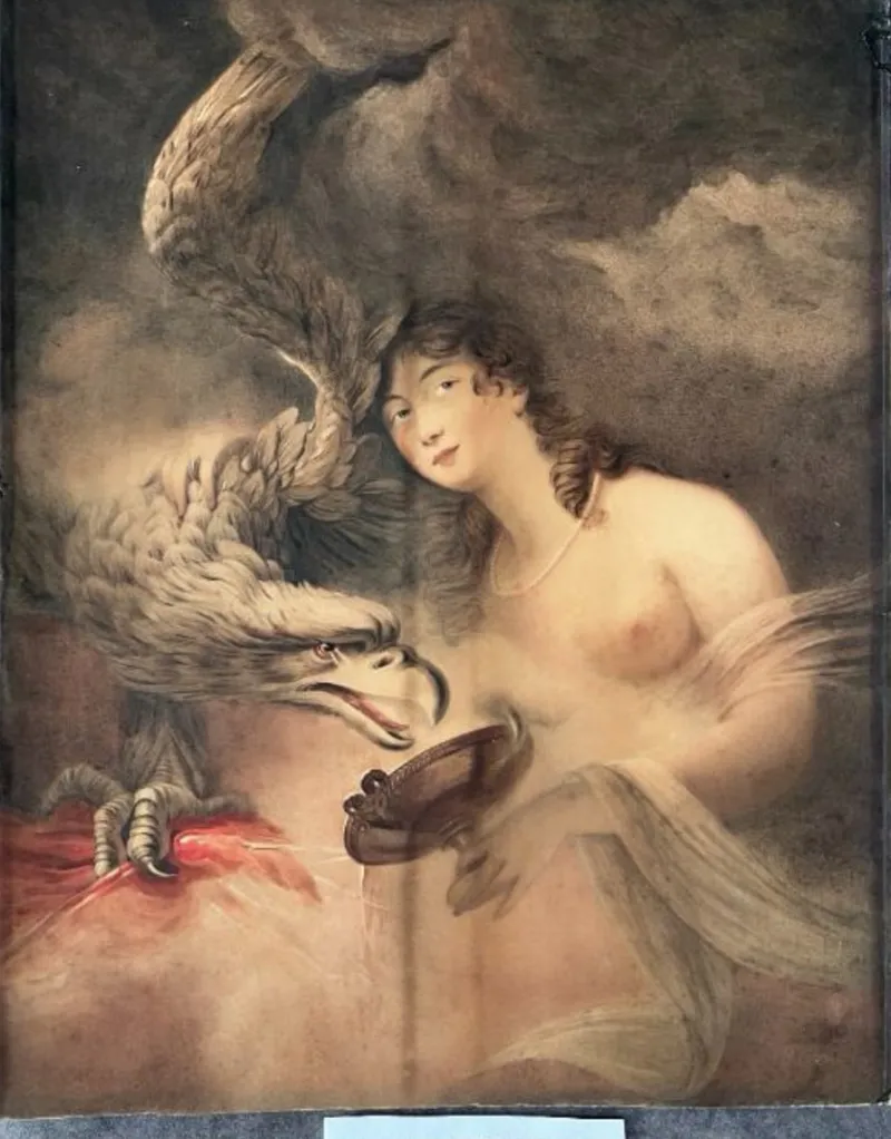 Pamono Jean Francois Marie Huet Villiers, Goddess Hebe, 1810, Original Pastel Drawing> Old Masters