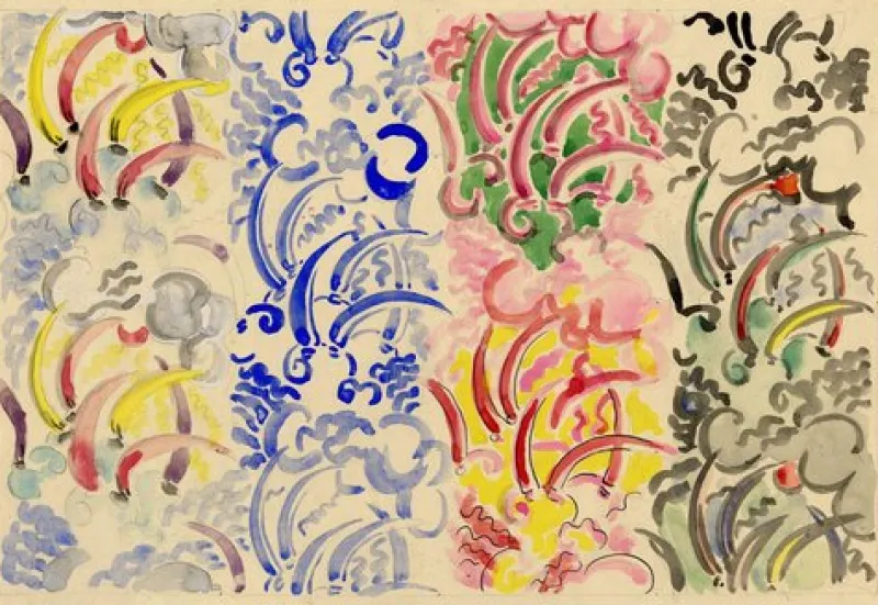 Outlet Pamono Jean Mary Ogilvie, Art Deco Abstract Pattern Design, 1930s, Gouache
