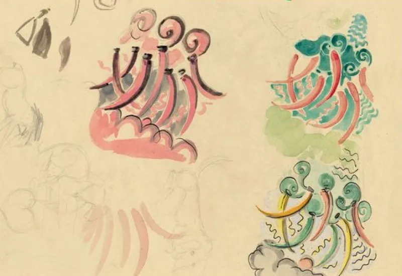 Outlet Pamono Jean Mary Ogilvie, Art Deco Abstract Pattern Design, 1930s, Gouache