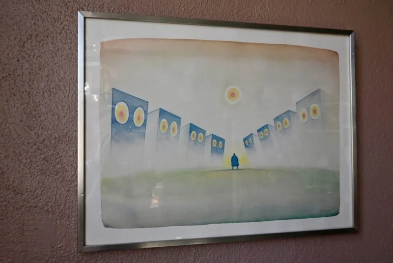 Pamono Jean Michel Folon, Dreamlike Spirit, 1980s, Large Lithograph, Framed> Surrealist