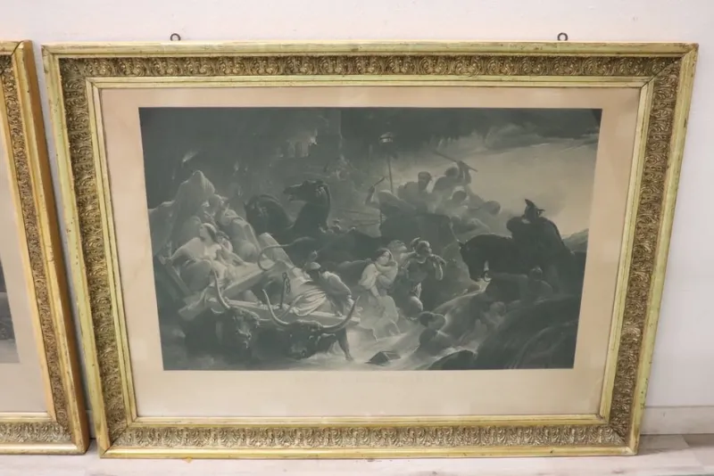 Pamono Jean Pierre Marie Jazet, Large Engravings, 19th Century, Framed, Set of 2> Old Masters
