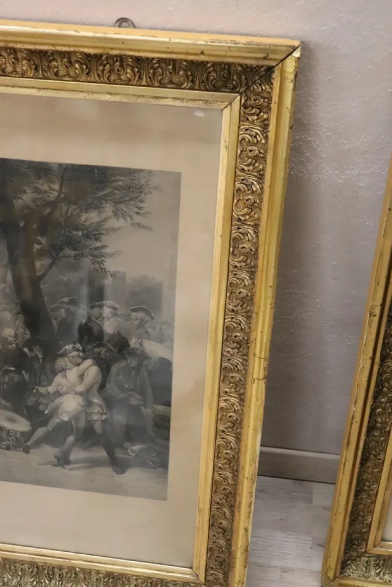 Pamono Jean Pierre Marie Jazet, Large Engravings, 19th Century, Framed, Set of 2> Old Masters