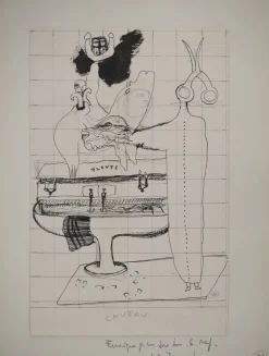Clearance Pamono Jean-Claude Silbermann, Sly Signs, Antigone at the Salle Pleyel, Original Signed Drawing