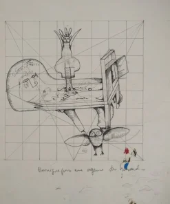 Sale Pamono Jean-Claude Silbermann, Sly Signs, The Rouge and the Owl, Original Signed Drawing