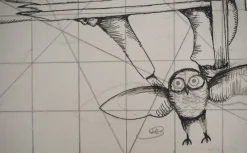 Sale Pamono Jean-Claude Silbermann, Sly Signs, The Rouge and the Owl, Original Signed Drawing