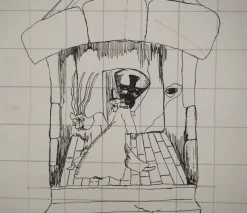 Clearance Pamono Jean-Claude Silbermann, Sneaky Signs, Chez Dieu, Original Signed Drawing