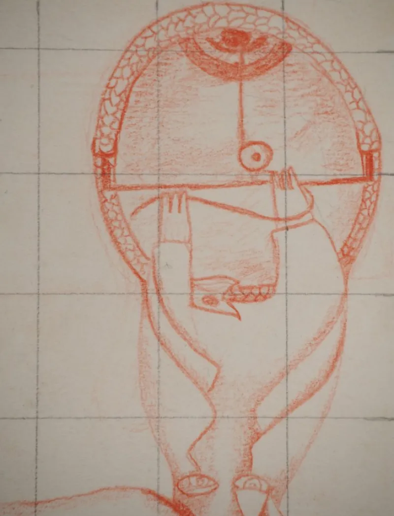 Pamono Jean-Claude Silbermann, Sneaky Signs, Carnivorous Creature, Original Drawing> Work On Paper