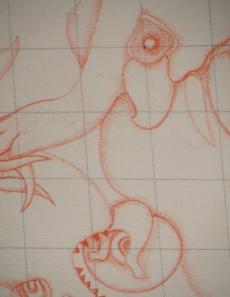 Pamono Jean-Claude Silbermann, Sneaky Signs, Carnivorous Creature, Original Drawing> Work On Paper